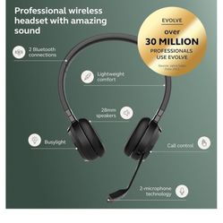 Brand New Jabra Evolve 65 Wireless Headphones - Noise-Canceling Mic
