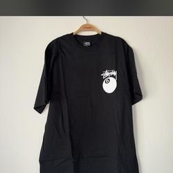 Stussy 8-Ball Men Black Short Sleeve T-Shirt Size L