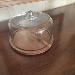 Wood Cake Plate With Glass Dome Lid- Hearth & Hand-Ahwatukee