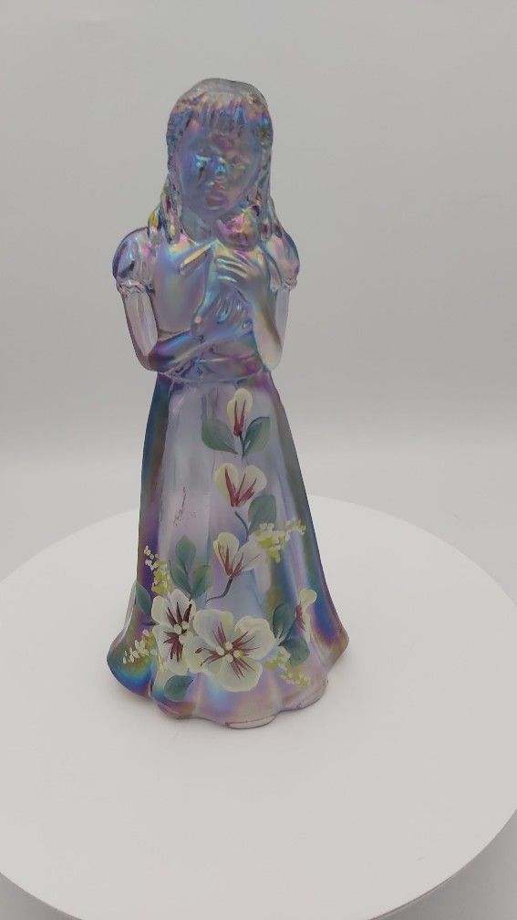 Exquisite 1999 Fenton "Little Sister" Handpainted  Carnival Glass Signed By Nancy Fenton 