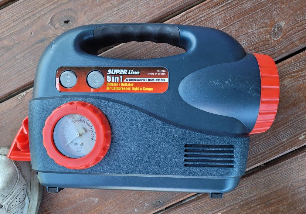 Super line 5 in 1 inflate, Air compressor, light gauge, and deflate