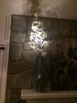 White flowers in blue vase