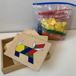 Tanagrams Shapes Wood Puzzle Activity Set | Learning Shapes & Colors