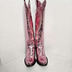 Metallic Pink Knee High Cowboy Boots  Size 7