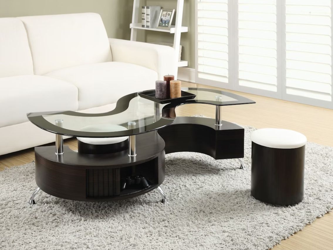 4th Of July 3 Piece Coffee Table And Stool Set Cappuccino