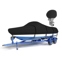 D Heavy Duty Waterproof Boat Cover 2224 ft for Bass Boat V-Hull Runabout Fish Ski Black