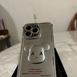 3D Phone Case | Silver Matte Metallic Bear 