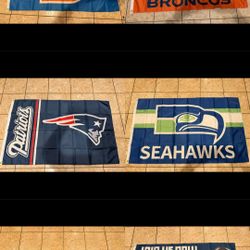 New England patriots  Seattle Seahawks  Raiders  NFL 5 By 3 Ft Flags 20$ Each 