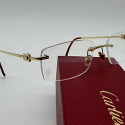 CARTIER C DECOR 750 18K SOLID YELLOW GOLD RIMLESS EYEGLASSES 100% GENUINE ~$8500
