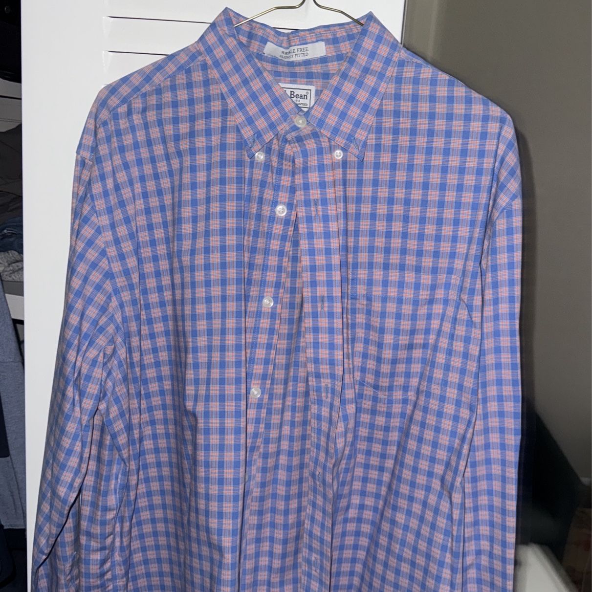 LL BEAN BUTTON UP SHIRT MENS LARGE