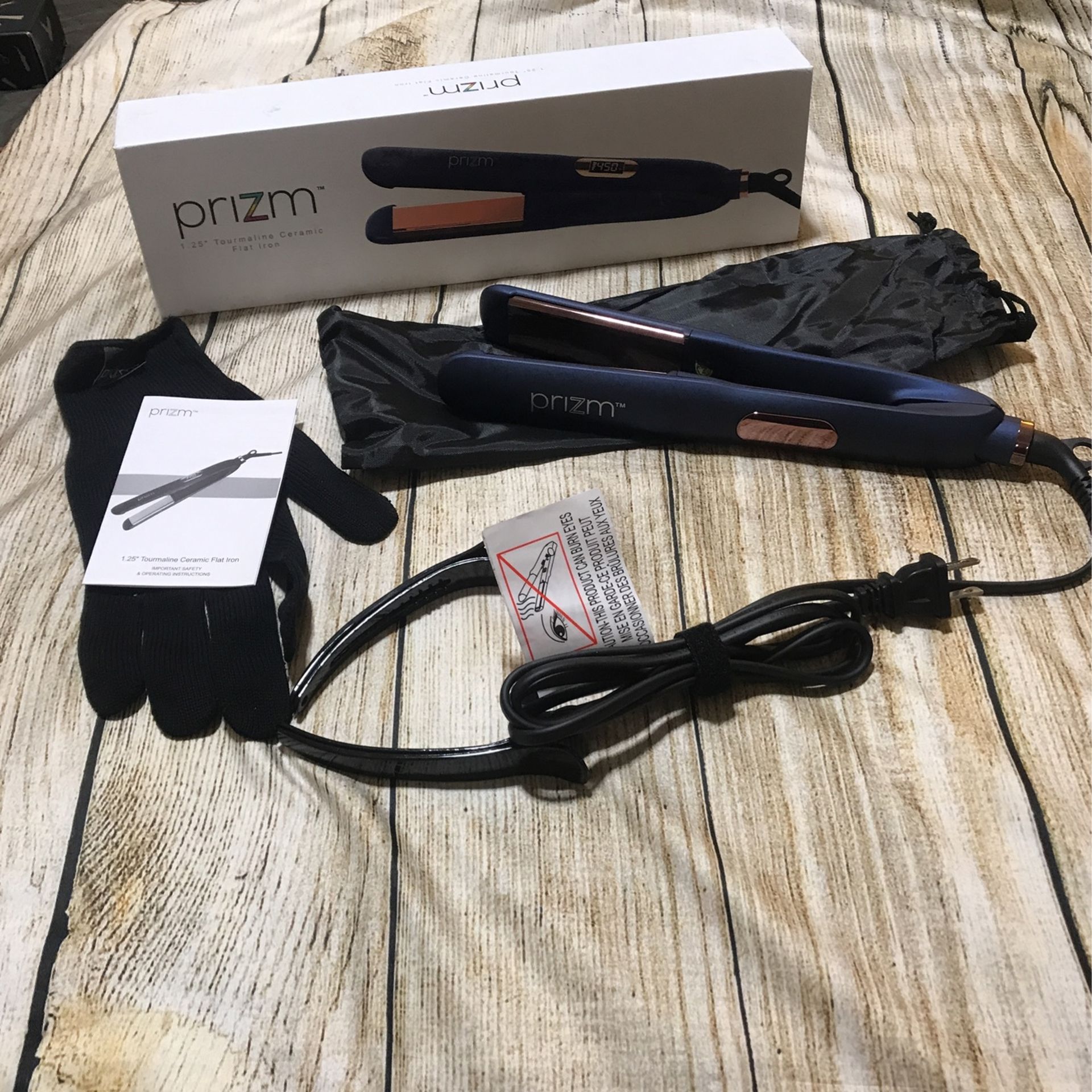 Hair Straightener Flat Iron, 1.25'' Hair Straightener and Curler 2 in 1, Prizm Hair Straightener Iron with Adjust Temp 330°F to 450°F, Ceramic Tourmal