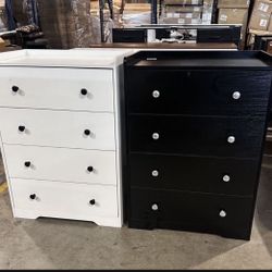 4 Drawer Dressers Chest of Drawers, Modern Tall Dresser, Wood Drawer Chest Storage Cabinet for Living Room, Hallway, Entryway, Home Office, Ivory Whit