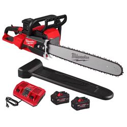 M18 FUEL 18V Brushless Cordless 20 in. Dual Battery Chainsaw Kit with (2) 8.0 Ah FORGE Batteries, Dual Bay Rapid Charger