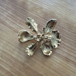 14k Gold Plated Orchid Flower Brooch Pin/Pendant