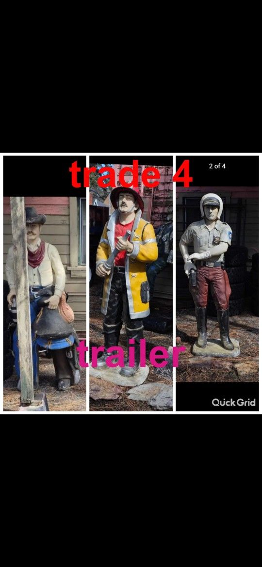 Life Size firemen statue And Hose