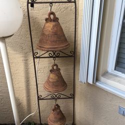 Clay Bells On Wrought Iron Stand Outdoor