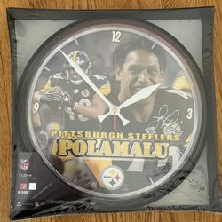 Brand New: Steelers Troy Palamalu Wall Clock