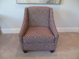 Commercial Grade Greek Key Sloped Arm Occasional Chair
