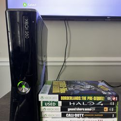 Xbox 360 With Controller And 5 Games