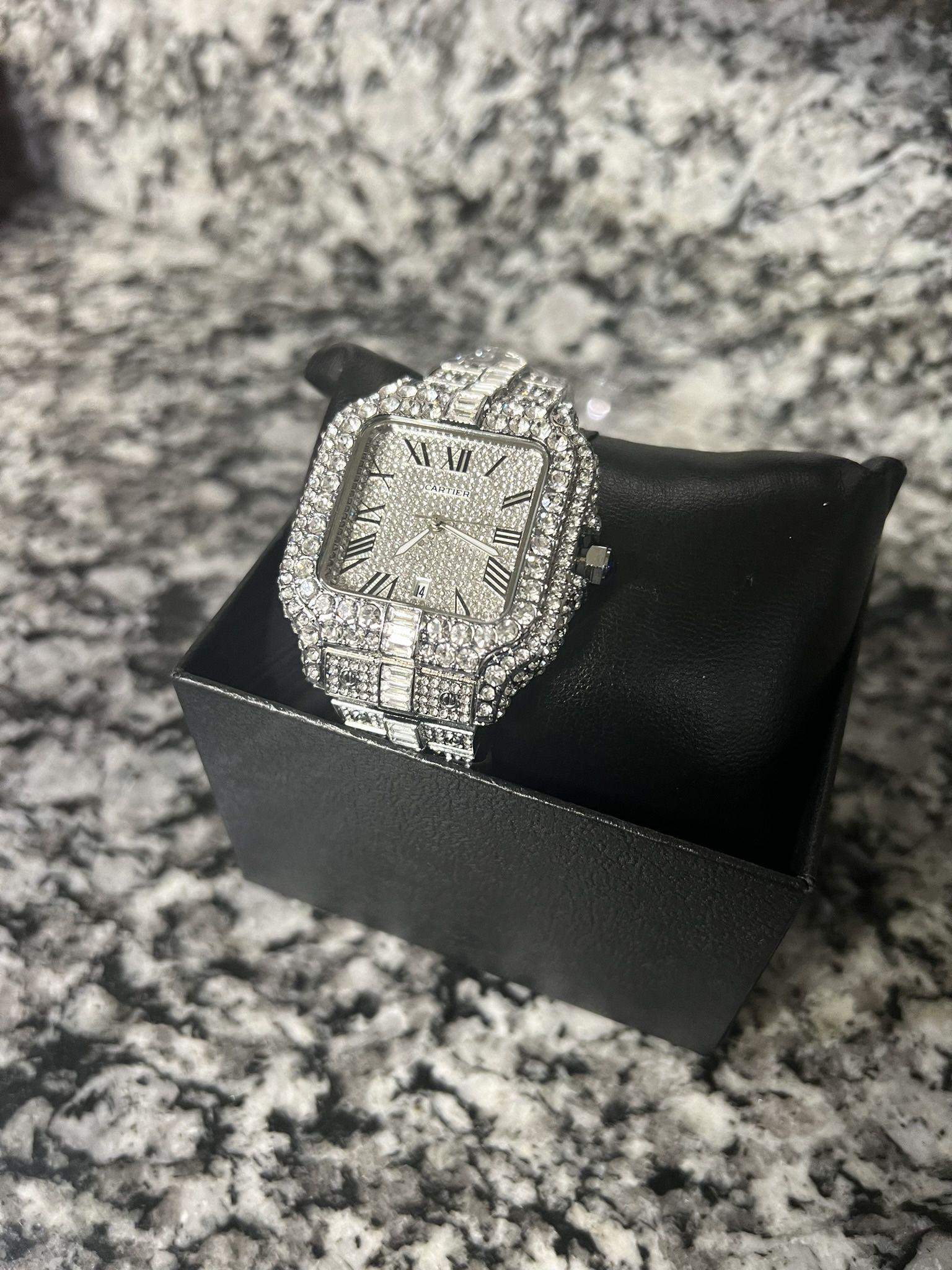 Cartier Iced Out Diamond Baguettes Watch
