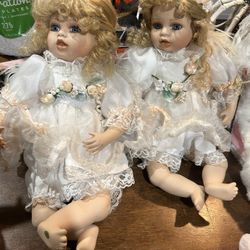2 Wimbledon Collection Gustave F. Wolff ARIEL Angel Blonde Hair Porcelain Dolls