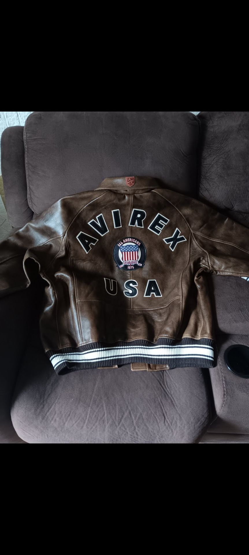 Avirex Leather Jacket Brown Like New Size-Xl
