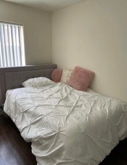 Grey bed frame + mattress