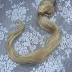 Human Hair Blonde Clip On Extensions 24”