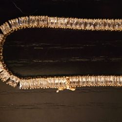 Gold And Clear Stone Necklace