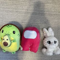 Three Plushies Kids Toys Stuffed Animal, Among Us , Avocado Turtle 