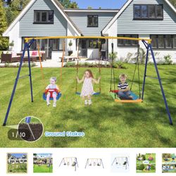 Kids Swing Set With 3 Swings 