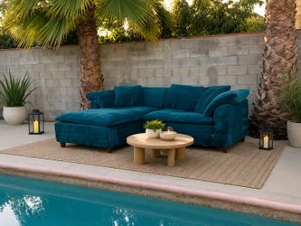 Joybird Velvet Sectional Sofa with Left-Facing Chaise