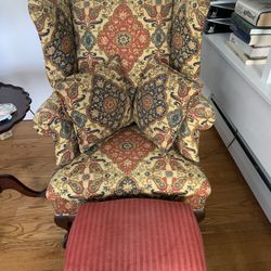 Beautiful Chair With Ottoman  And Two Mach Pillows