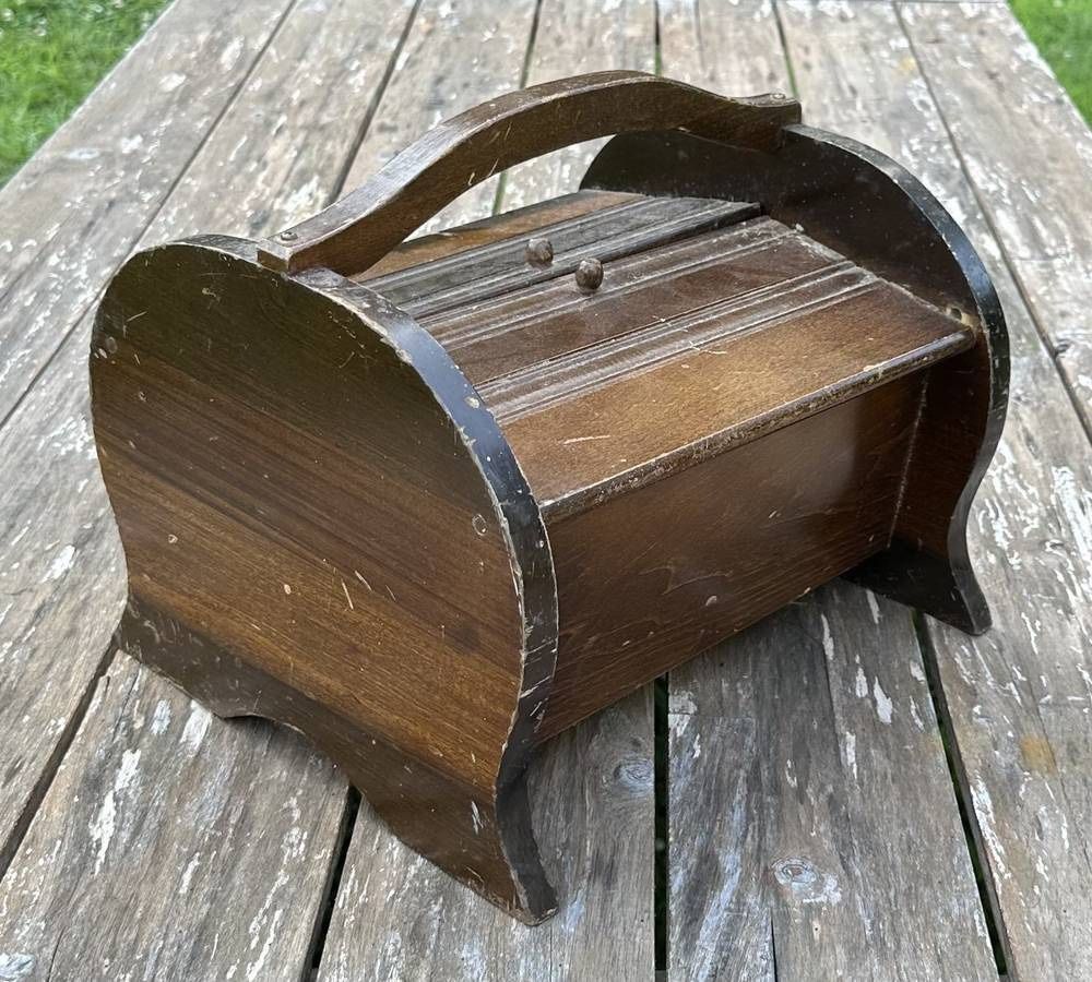 Vintage Wood Sewing Hand Box
