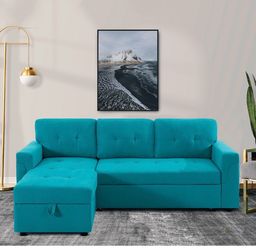 Teal Sectional Sofa with Storage Chaise