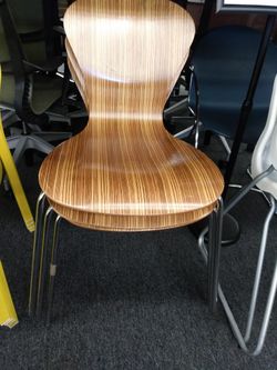 Knoll Sprite Zebra Wood Stacking Chairs