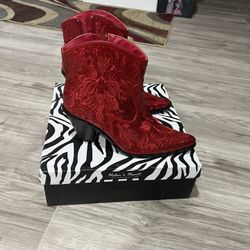 Red Sparkling Cowgirl Boots