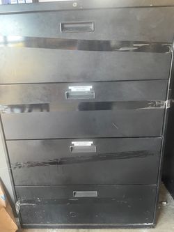 Black Metal 5-Drawer Lateral Filing Cabinet