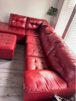 Red leather couch