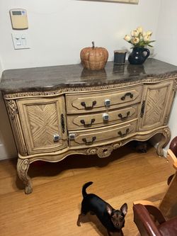 Solid wood drawer with marble top