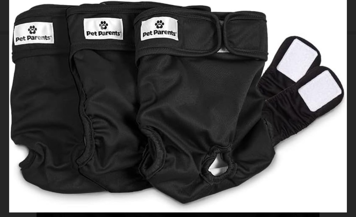 Pet Parents Premium Washable Dog Diapers, (3pack) of Female XLarge All Black