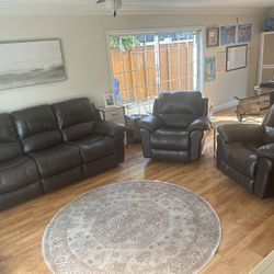 Power Recline Couch + 2 Recline Chairs 
