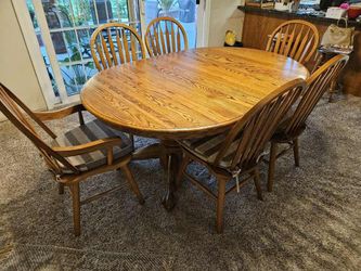 Solid Oak Dining Set, Bookcase & Barstools — Separating or Bundle $300 OBO