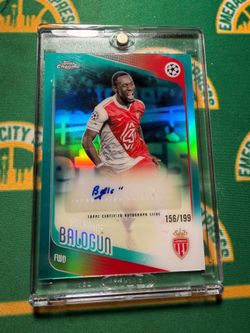 2025-26 Topps Chrome UCC Folarin Balogun Aqua Lava Green Auto/199 ISA