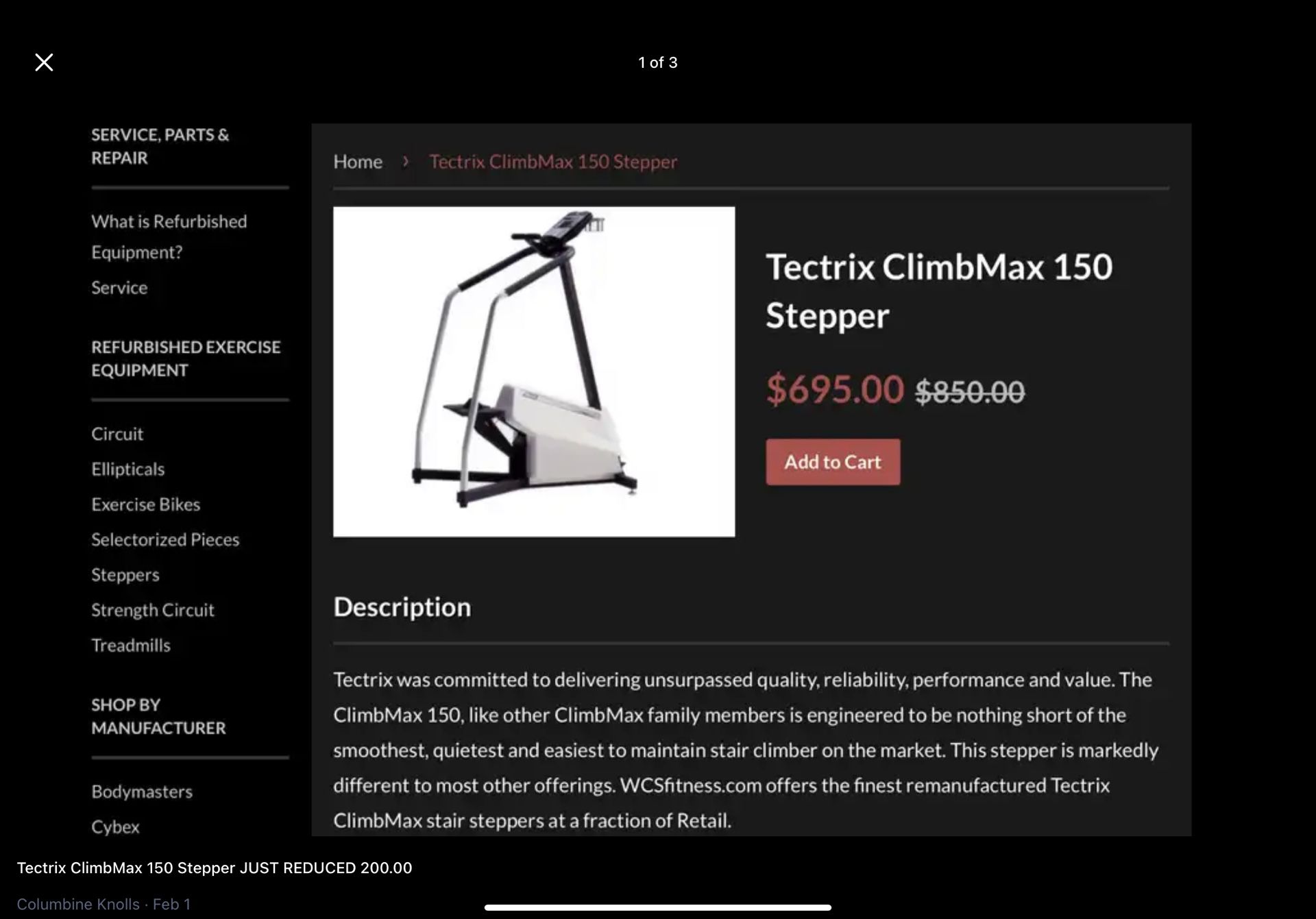 Elliptical Machine Stepper - JUST REDUCED
