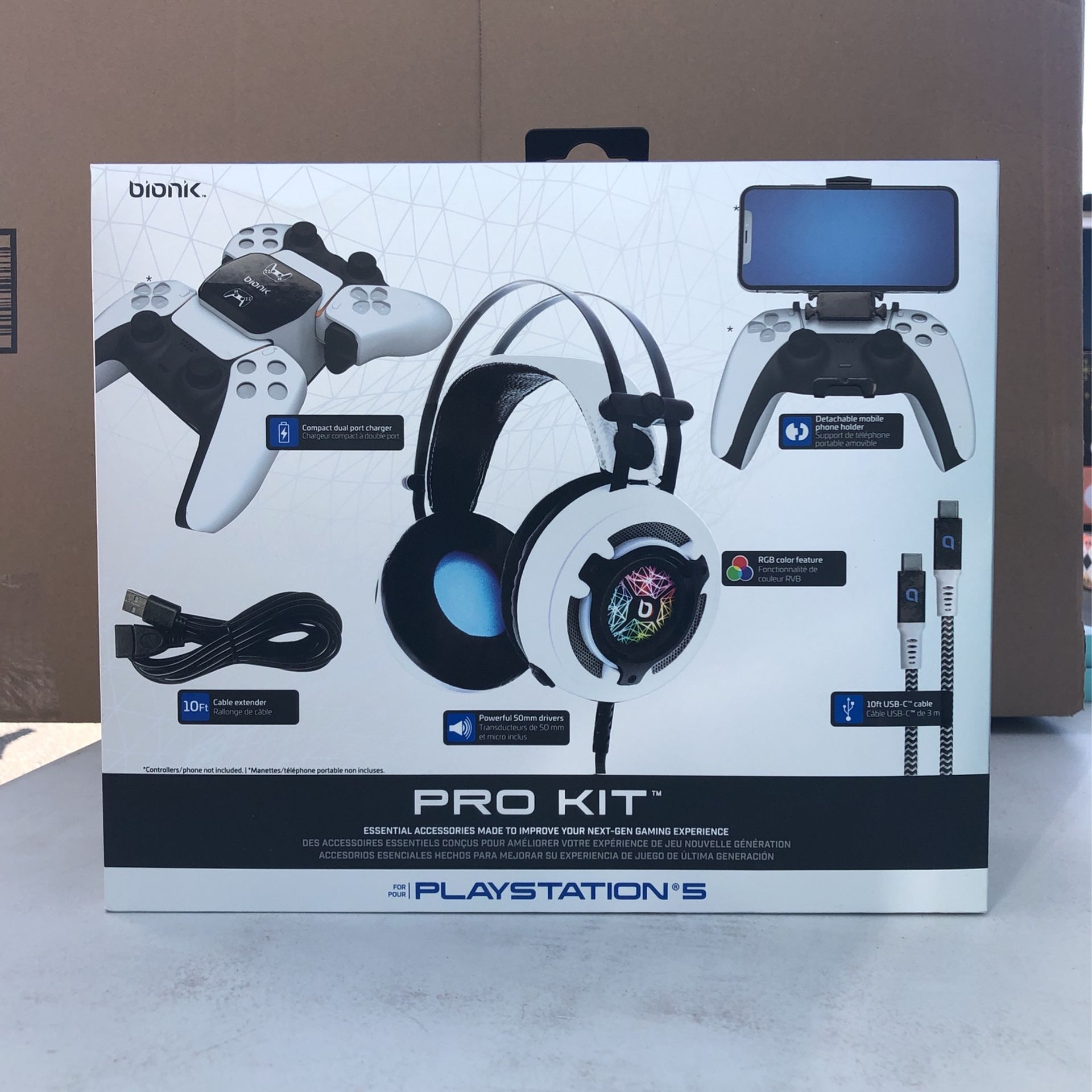 Bionik PS5 Pro Kit - Essential Accessories - Headset, Charge Base, Cable