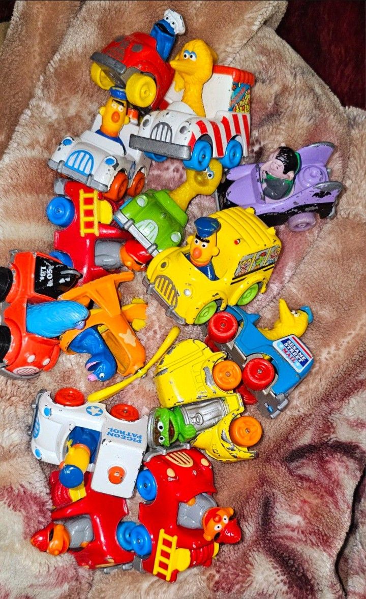 Vintage 1980s Sesame Street Die Cast Characters in Cars