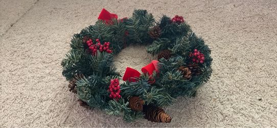 Christmas Wreath with Pine Cones and Berries