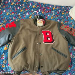 Letterman Style Jacket With Leather Sleaves