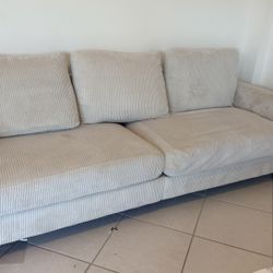 Beige Corduroy Loveseat Sofa – Great Condition